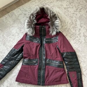 Spyder Ski Jacket - Moto leather trim with Silver Fox Collar